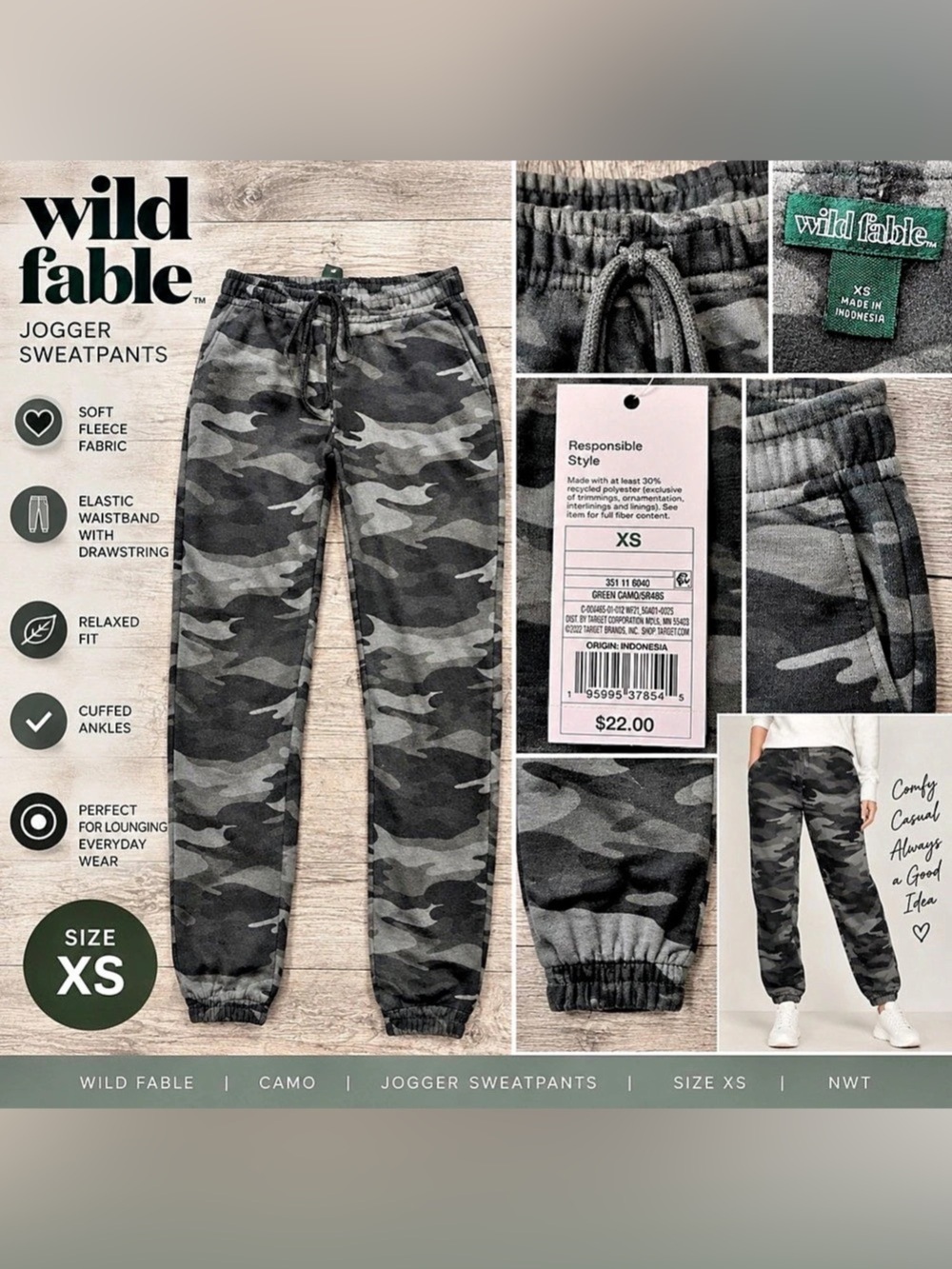 Wild Fable Camo Jogger Sweatpants – XS – NWT